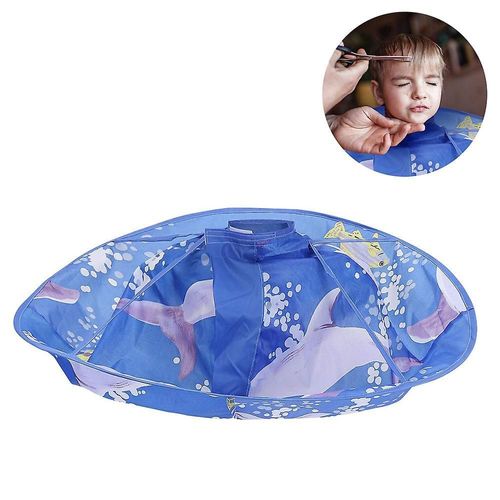 Cape De Coupe Pour Enfants ¿ Motif Dauphin Bleu, Imperméable, Réglable, Facile À Nettoyer, Attrape-Cheveux Amusant Pour Enfants 