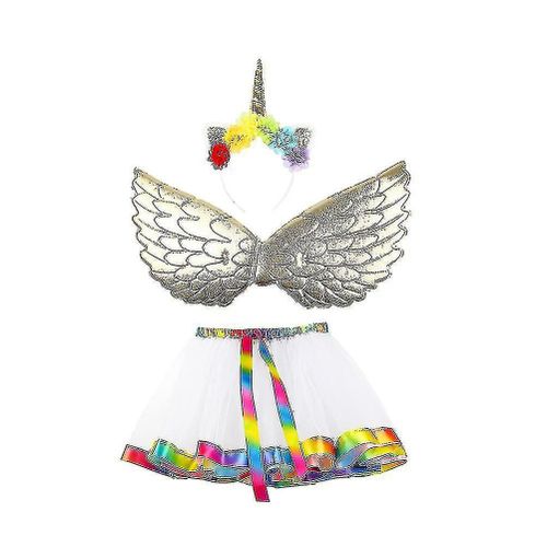Ensemble De Déguisements De Licorne Enchanteresse Pour Enfants : Ailes, Jupe Et Coiffe Pour Déguisements, Fêtes Et Anniversaires