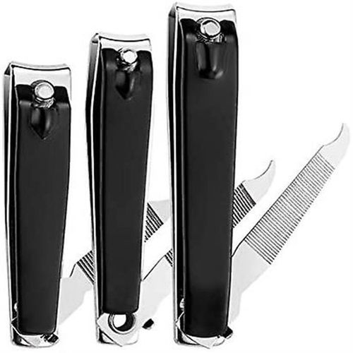 Ensemble De 3 Coupe-Ongles Haut De Gamme : Coupe-Ongles Pointus En Acier Inoxydable Pour Les Mains Et Les Pieds Avec Lime À Ongles Dissimulée 