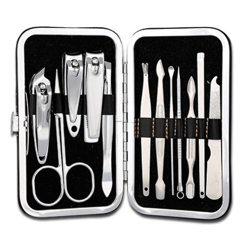 Coffret De Voyage Coupe-Ongles En Acier Inoxydable 12 Pièces ¿ Kit De Manucure Professionnel Pour Hommes Et Femmes Dans Un Étui Élégant 