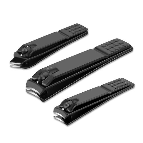 Ensemble De 3 Coupe-Ongles En Acier Inoxydable Noir Mat Pour Ongles Épais, Ongles Des Mains Et Ongles Incarnés 
