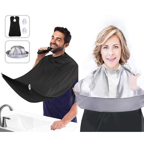 Ensemble Cape De Coupe Et Bavoir À Barbe 2 Pièces Pour Adultes Et Enfants - Imperméable, Réglable Et Facile À Nettoyer 