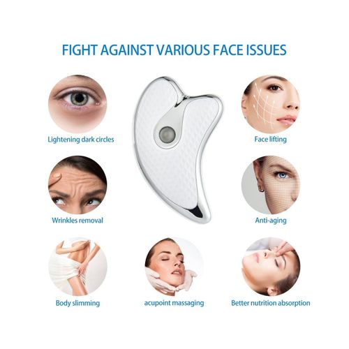 Grattoir Facial Électrique Avec Luminothérapie Led ¿ Masseur Gua Sha Pour Lifting Et Rajeunissement De La Peau À Domicile