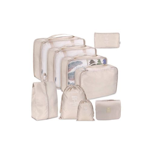Ensemble De Rangement De Voyage 9 Pièces - Mallette Multifonctionnelle Avec Trousse À Cosmétiques Et Sac À Chaussures Pour Un Rangement Efficace
