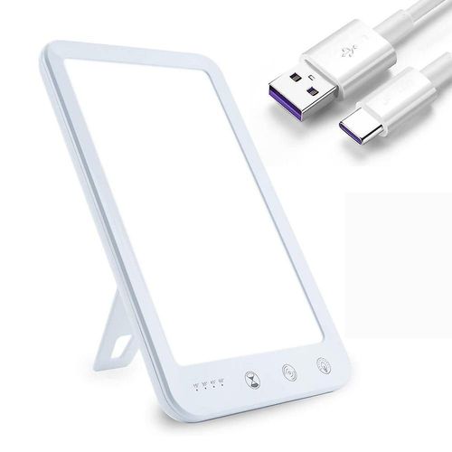 Lampe De Luminothérapie Ultra-Fine 10 000 Lux ¿ Sans Uv, Commande Tactile, Minuterie, Portable Pour La Maison Et Les Voyages