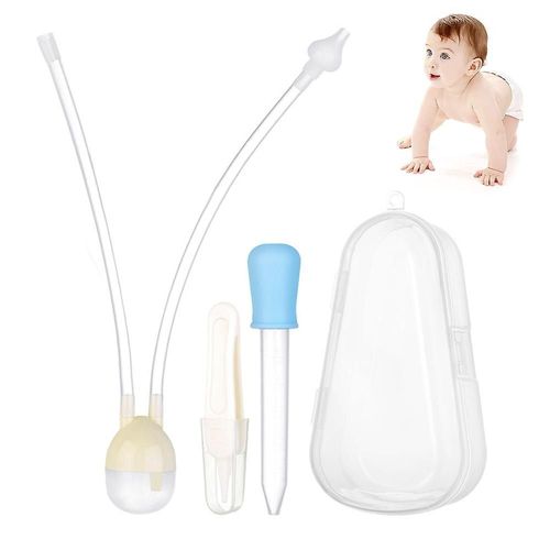 Mouche-Bébé Pour Nourrissons ¿ Aspirateur Nasal En Silicone Sûr Avec Conception Anti-Reflux Et Outils De Nettoyage ¿ Bleu