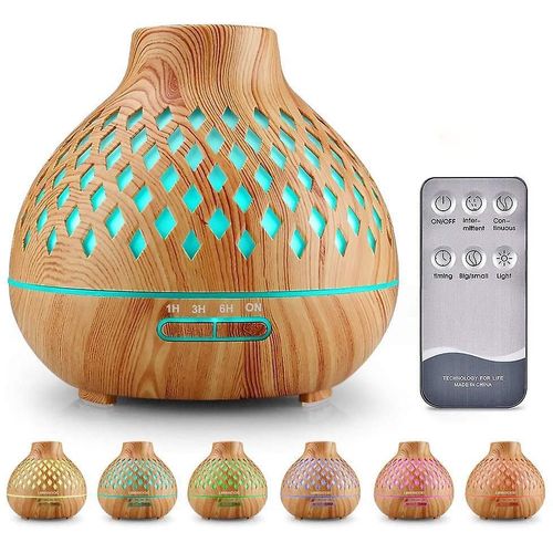 Diffuseur d'arômes en bois 400 ml - Humidificateur ultrasonique avec 7 couleurs LED, arrêt automatique et fonctionnement silencieux