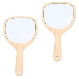 Miroirs De Maquillage Portables En Bois - 2 Pièces Au Design Élégant Pour La Maison Et Les Voyages, Parfaits Pour Le Toilettage Et La Beauté 