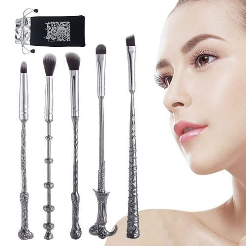 Ensemble De 5 Pinceaux De Maquillage Inspirés D'harry Potter - Design Baguette Magique Pour Fard À Paupières Et Eye-Liner - Qualité Professionnelle 