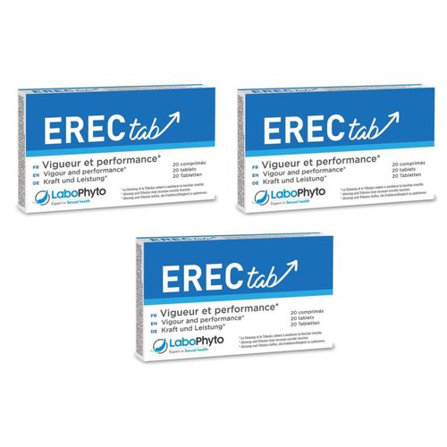 Labophyto Lot De 3 Erectabs - Stimulant Sexuel Rapide - 20 Comprimés 