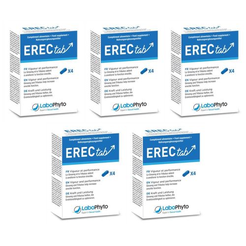 Labophyto Lot De 5 Stimulants Sexuel Rapide Erectab - 4 Comprimés 