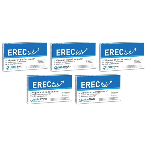 Labophyto Lot De 5 Erectabs - Stimulant Sexuel Rapide - 20 Comprimés 