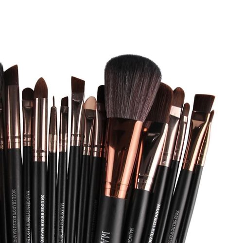 Ensemble De 22 Pinceaux De Maquillage Haut De Gamme Avec Manches En Bois - Application Impeccable Pour Le Visage Et Les Yeux, Poils Synthétiques 