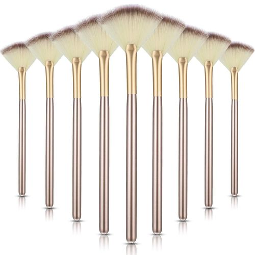 Ensemble De 9 Pinceaux De Maquillage Doux Pour Le Visage Avec Manches En Bois - Parfait Pour La Poudre, Le Blush Et Une Application Facile 