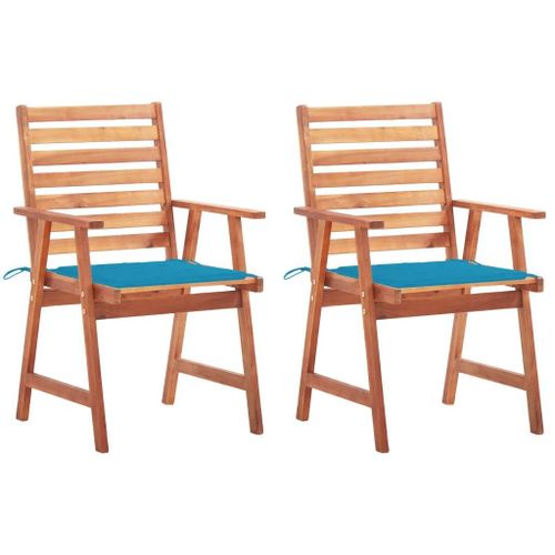 Chaises À Manger D'extérieur Lot De 2 Et Coussins Acacia Massif