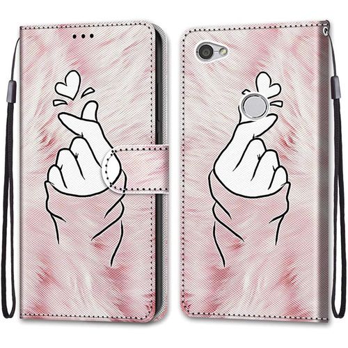 Coque Portefeuille Pour Xiaomi Redmi Note 5a Prime/Note 5a / Y1, Flip Étui Case Position De La Carte Et Fonction Support - Rose Blanc