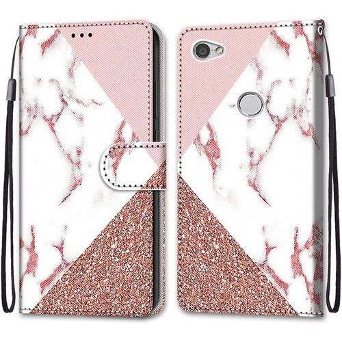 Coque Portefeuille Pour Xiaomi Redmi Note 5a Prime/Note 5a / Y1, Flip Étui Case Position De La Carte Et Fonction Support - Marbré Rose