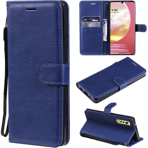 Coque Pour Google Pixel 4 Premium Pu Flip Portefeuille Étui Housse Pour Google Pixel 4 Couleur Solide Case Tpu Antichoc Fermeture Magnétique Bleu