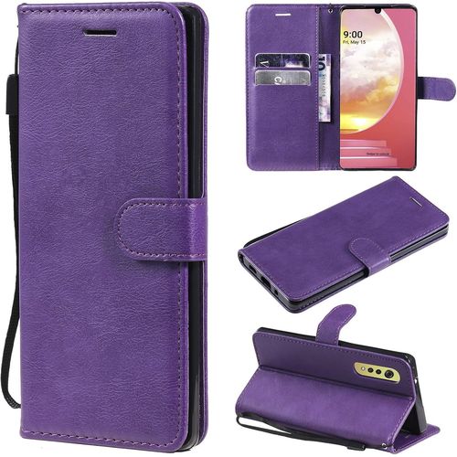 Coque Pour Google Pixel 4 Premium Pu Flip Portefeuille Étui Housse Pour Google Pixel 4 Couleur Solide Case Tpu Antichoc Fermeture Magnétique Purple