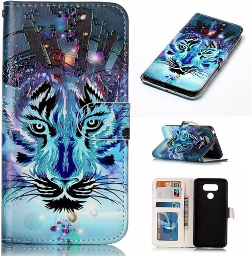 Coque Compatible Avec Lg G6 Etui De Protection Anti Choc Intérieur En Tpu Fonction Support Fermeture Magnétique Silicone Bumper Fashion Cover Loup