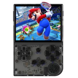 Anbernic Rg35xx Console De Jeu Portable, Carte Tf 32 Go + 64 Go, Plus De 5 000 Jeux, Écran Ips 3,5 Pouces, Système Linux, 7 Heures D'autonomie - Noir Transparent (Version 2024)