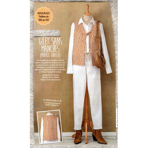 Patron Couture Modes Et Travaux 431700 : Gilet Sans Manche, Création Amélie Thomas, Taille 36 À 52