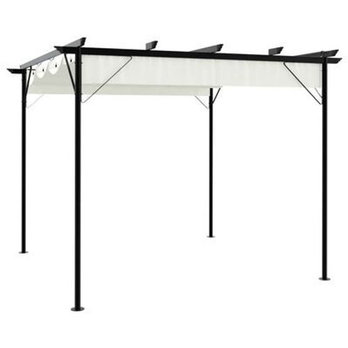Pergola Avec Toit Rétractable Blanc Crème 3 X 3 M Acier