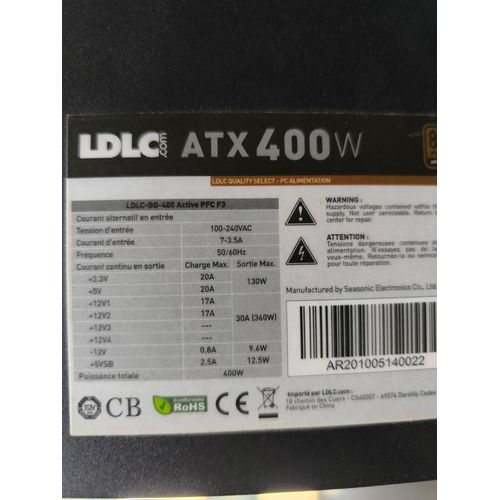Alimentation ATX Seasonic, 400W, 3.3V, 100 ¿ 240V