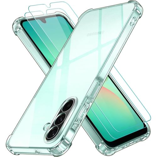 Coque Pour Samsung Galaxy A26 5g Avec 2 Pièces Protection Écran En Verre Trempé,Ultra Transparent Étui De Protection En Silicone Antichoc Avec Coins Renforcés, Clair Mince Souple Tpu Bumper -Hqselection®