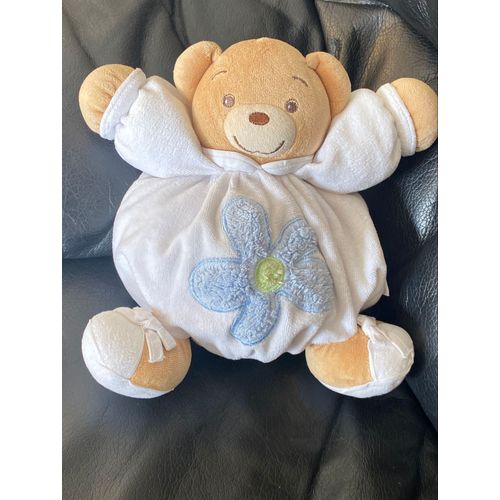 Doudou Ours Patapouf Blanc Fleur Bleue Kaloo 22cm
