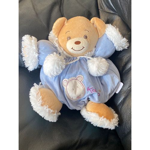 Doudou Ours Boule Bleu Esquimau Fourrure Baleine Kaloo 27 Cm