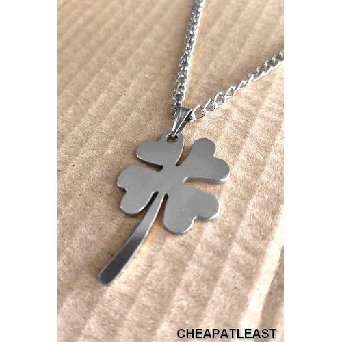 Collier Avec Pendentif Trèfle À Quatre Feuilles Porte-Bonheur - Acier -