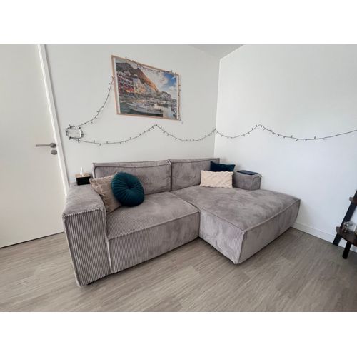 Canapé Bobochic D'angle Fixe Compact Nihad Velours Côtelé