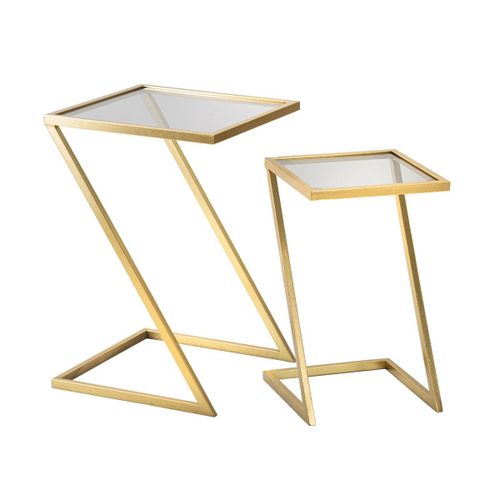 Table Basse Mf562, Or, 40x40x60 Cm, Epikasa