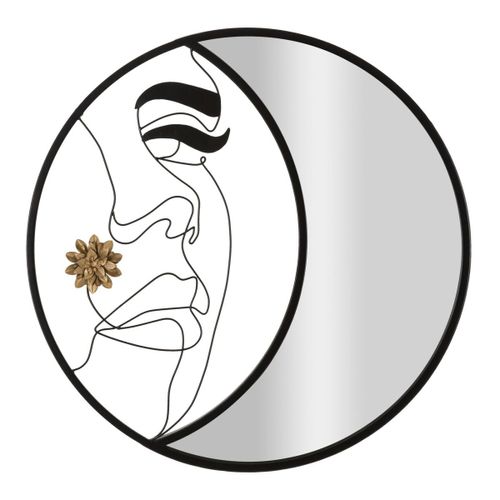 Miroir avec Cadre Lune 4, Noir, 80x3,8x80 cm, Epikasa