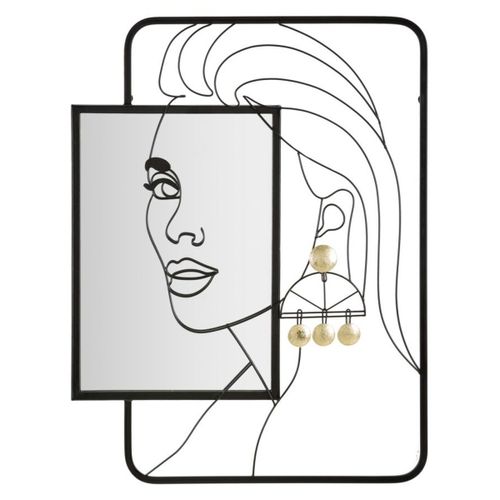 Miroir avec Cadre MF508, Noir, 64,8x3,8x85 cm, Epikasa