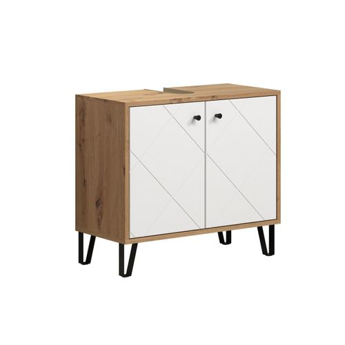 Meuble Sous Lavabo Touch, Blanc, 69x61x32 Cm, Epikasa