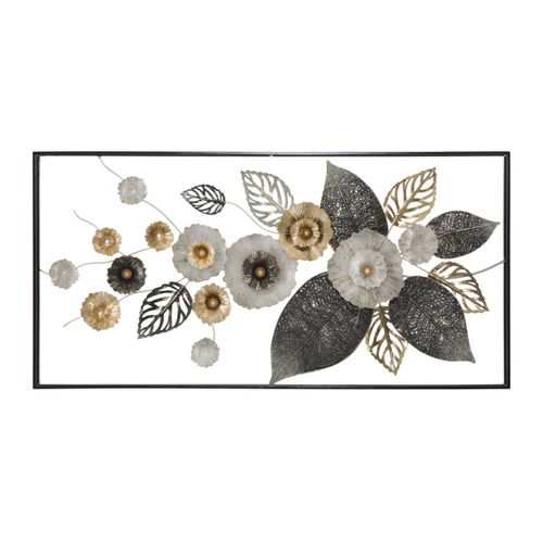 Décoration 3D en Métal Fleurs 5, Multicouleur, 120x7x59 cm, Epikasa