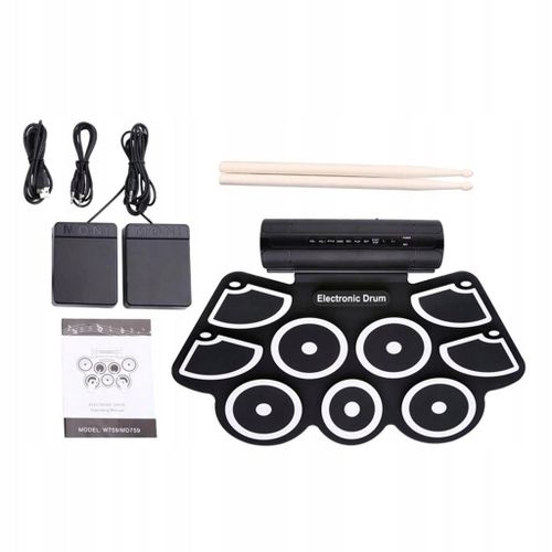 Kit De Batterie Électronique, Pad D'entraînement Enroulable, Kit De Batterie Midi Avec Casque