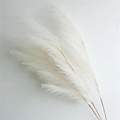 3 pièces 39 ''grande herbe de Pampas fleurs artificielles fausses plantes à roseaux pour fête de mariage maison Boho décor Faux Pampas Reed fleurs en soie--Blanc