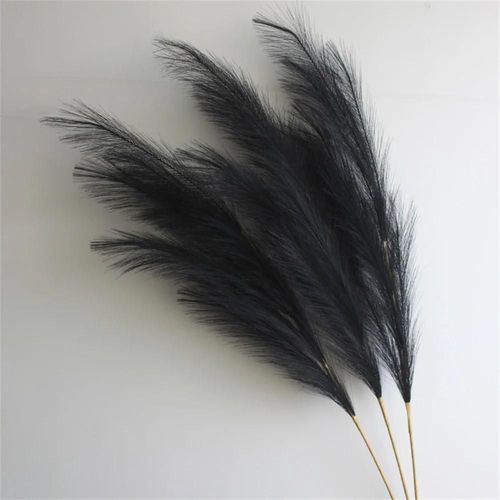 3 pièces 39 ''grande herbe de Pampas fleurs artificielles fausses plantes à roseaux pour fête de mariage maison Boho décor Faux Pampas Reed fleurs en soie--Noir