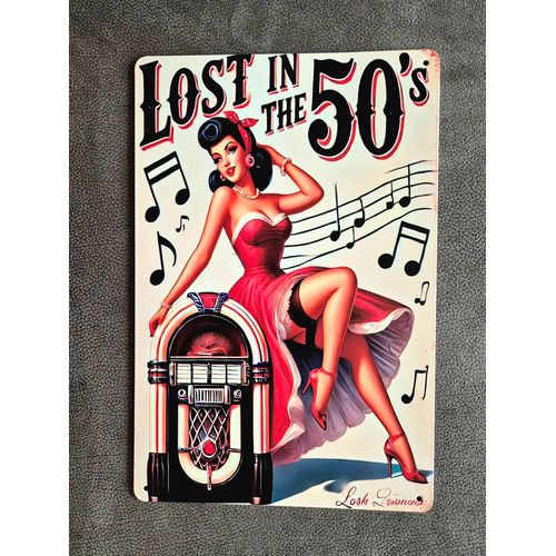 Plaque métallique décorative Pin-up 50's