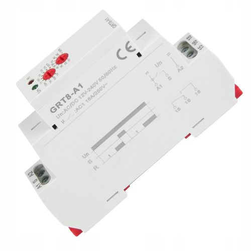 Relais temporisé type rail DIN 12 V-240 V CA/CC