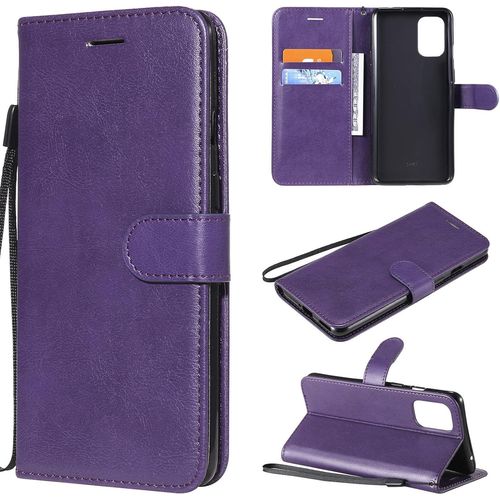 Coque Pour Oneplus 8t Premium Pu Flip Portefeuille Étui Housse Pour Oneplus 8t Couleur Solide Case Tpu Antichoc Fermeture Magnétique Purple