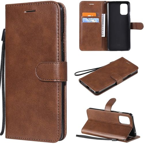 Coque Pour Oneplus 8t Premium Pu Flip Portefeuille Étui Housse Pour Oneplus 8t Couleur Solide Case Tpu Antichoc Fermeture Magnétique Brun Foncé