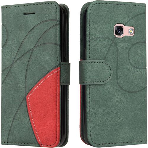 Coque Pour Samsung Galaxy A3 2017, Etui De Téléphone À Rabat En Cuir Pu Premium, Tpu Antichoc Portefeuille Case, Protection Magnétique Et Support Pour Galaxy A3 2017, Vert