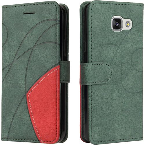 Coque Pour Samsung Galaxy A5 2016 / A510, Etui De Téléphone À Rabat En Cuir Pu Premium, Tpu Antichoc Portefeuille Case, Protection Magnétique Pour Galaxy A5 2016, Vert