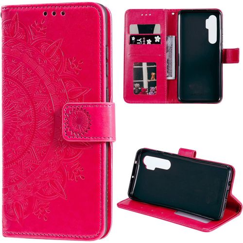 Rétro Coque Xiaomi Mi Note 10 Lite, Etui Housse Tpu Antichoc Fentes Cartes Béquille Pu Cuir Protection Portefeuille Cover Pour Xiaomi Mi Note 10 Lite - Rouge