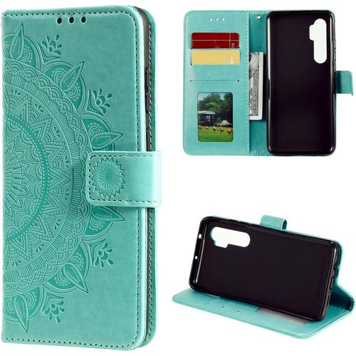 Rétro Coque Xiaomi Mi Note 10 Lite, Etui Housse Tpu Antichoc Fentes Cartes Béquille Pu Cuir Protection Portefeuille Cover Pour Xiaomi Mi Note 10 Lite - Vert