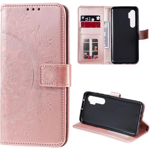 Rétro Coque Xiaomi Mi Note 10 Lite, Etui Housse Tpu Antichoc Fentes Cartes Béquille Pu Cuir Protection Portefeuille Cover Pour Xiaomi Mi Note 10 Lite - Or Rose